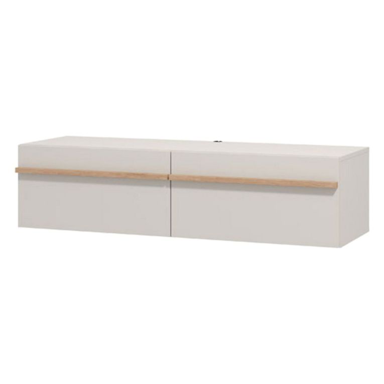 Mobile Porta tv Bianco Crema Marrone Rovere un Ripiano 2 Vani 128x41.5x32h cm, 2 Ante - Sirolo