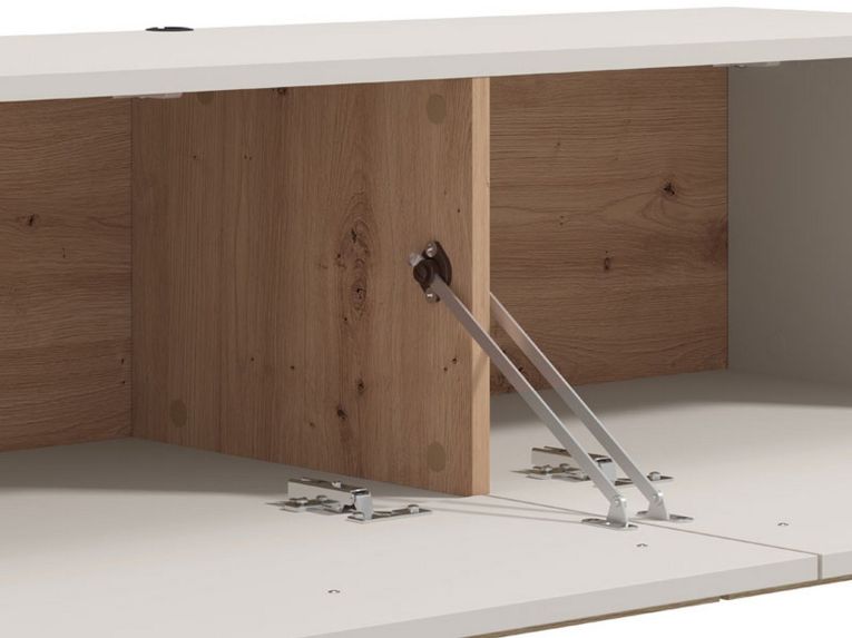 Mobile Porta tv Bianco Crema Marrone Rovere un Ripiano 2 Vani 128x41.5x32h cm, 2 Ante - Sirolo