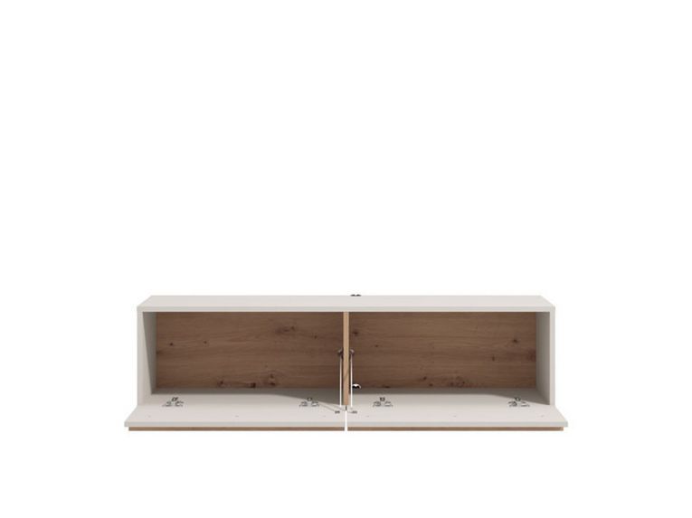 Mobile Porta tv Bianco Crema Marrone Rovere un Ripiano 2 Vani 128x41.5x32h cm, 2 Ante - Sirolo
