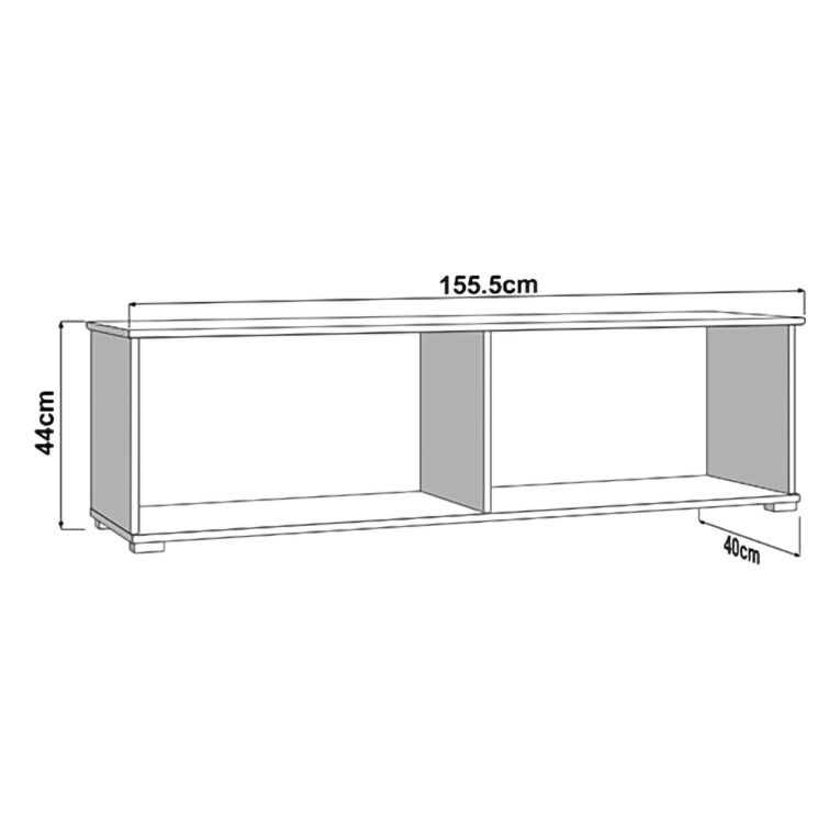 Mobile Porta tv Bianco Crema Marrone Rovere un Ripiano 4 Ante 156x40x44h cm, con Piedini - Erbez