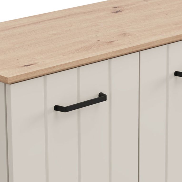 Mobile Porta tv Bianco Crema Marrone Rovere un Ripiano 4 Ante 156x40x44h cm, con Piedini - Erbez