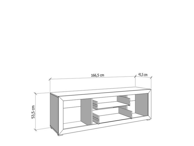 Mobile Porta tv Bianco Crema Nero 2 Cassetti un Ripiano 166.5x41.5x53.5h cm, Apertura Battente, Scorrevole - Nalles