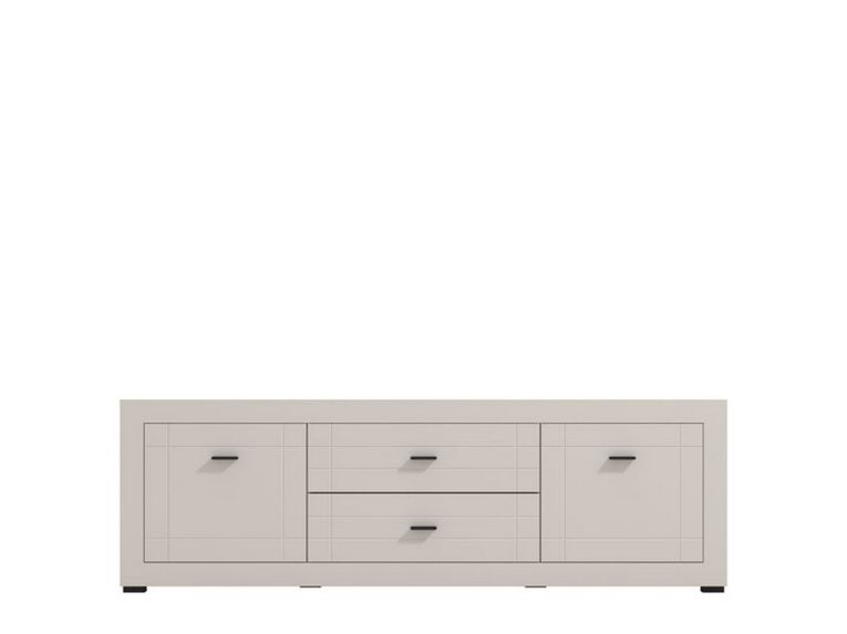 Mobile Porta tv Bianco Crema Nero 2 Cassetti un Ripiano 166.5x41.5x53.5h cm, Apertura Battente, Scorrevole - Nalles