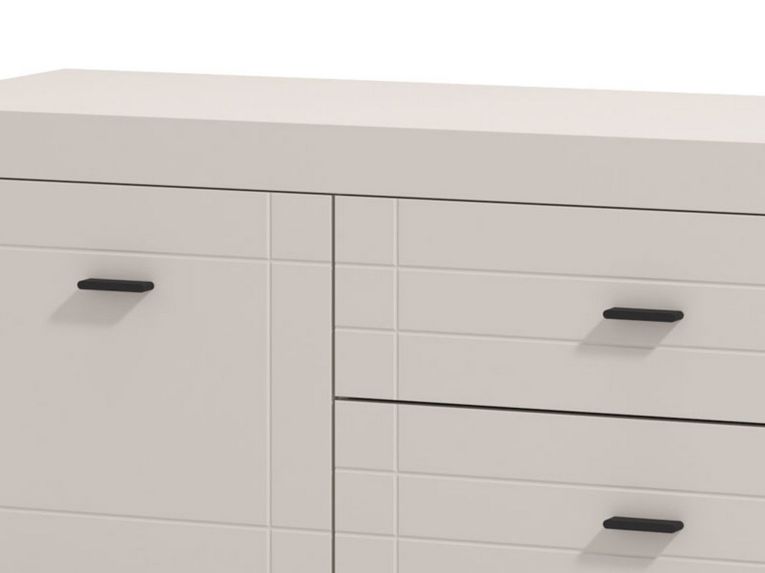 Mobile Porta tv Bianco Crema Nero 2 Cassetti un Ripiano 166.5x41.5x53.5h cm, Apertura Battente, Scorrevole - Nalles