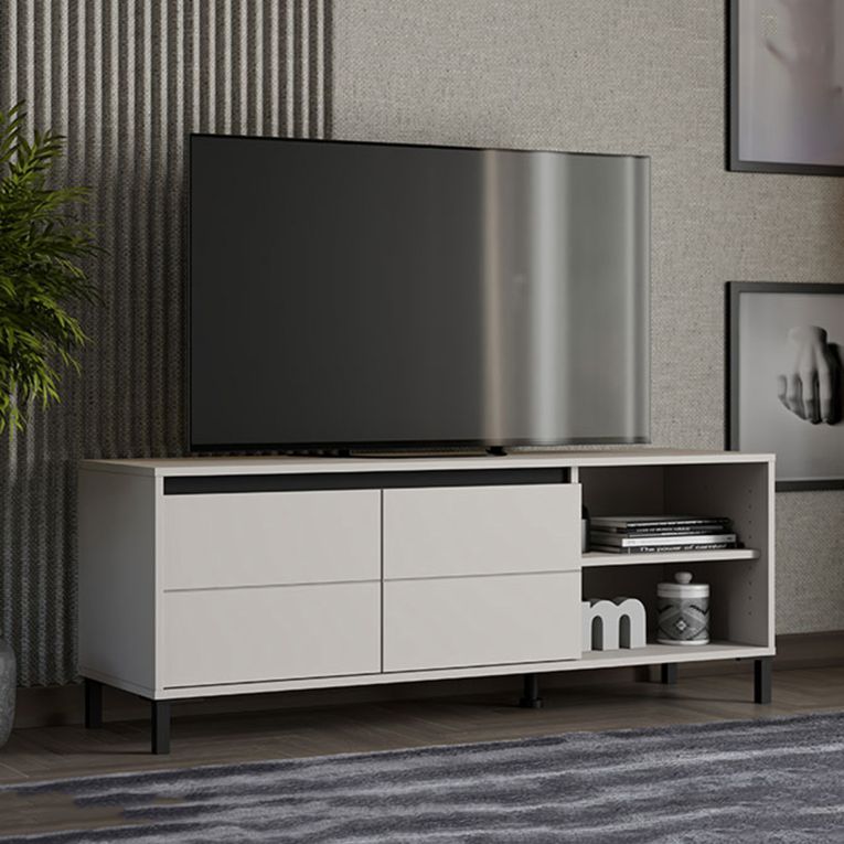 Mobile Porta tv Bianco Crema Nero 2 Ripiani 2 Ante 138x40x52h cm, con Piedini - Cigno