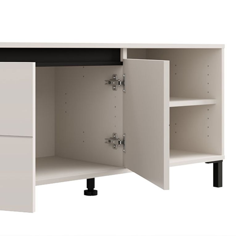 Mobile Porta tv Bianco Crema Nero 2 Ripiani 2 Ante 138x40x52h cm, con Piedini - Cigno