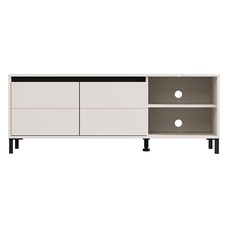 Mobile Porta tv Bianco Crema Nero 2 Ripiani 2 Ante 138x40x52h cm, con Piedini - Cigno