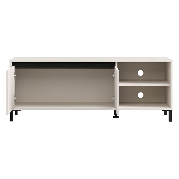 Mobile Porta tv Bianco Crema Nero 2 Ripiani 2 Ante 138x40x52h cm, con Piedini - Cigno