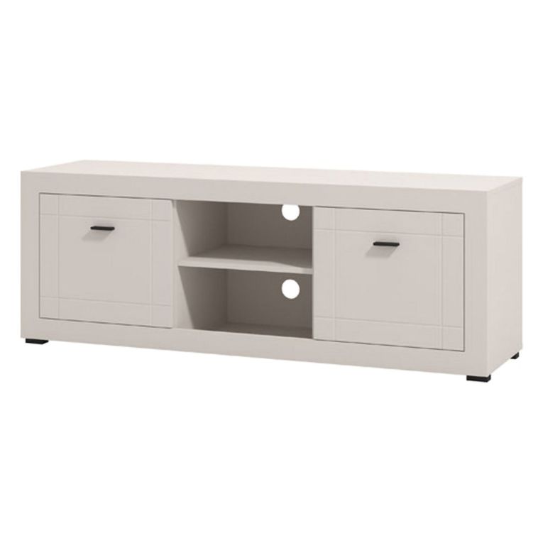 Mobile Porta tv Bianco Crema Nero 2 Ripiani 2 Ante 147.5x41.5x53.5h cm, 4 Vani - Sillaro