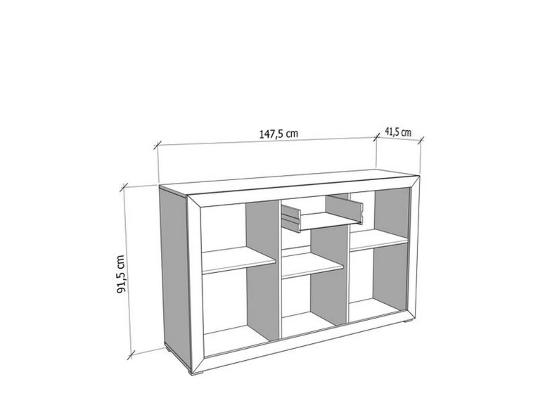 Mobile Porta tv Bianco Crema Nero 2 Ripiani 2 Ante 147.5x41.5x53.5h cm, 4 Vani - Sillaro