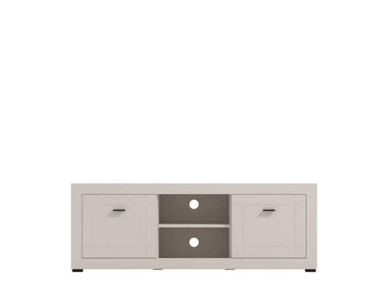 Mobile Porta tv Bianco Crema Nero 2 Ripiani 2 Ante 147.5x41.5x53.5h cm, 4 Vani - Sillaro