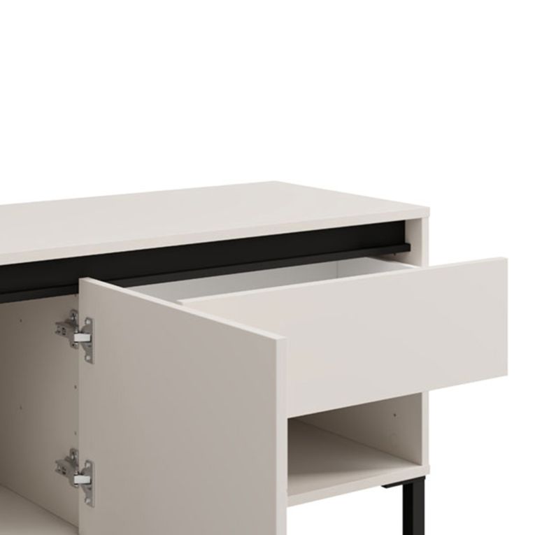 Mobile Porta tv Bianco Crema Nero un Cassetto 2 Ripiani 151x40x52h cm, 2 Ante - Corciano