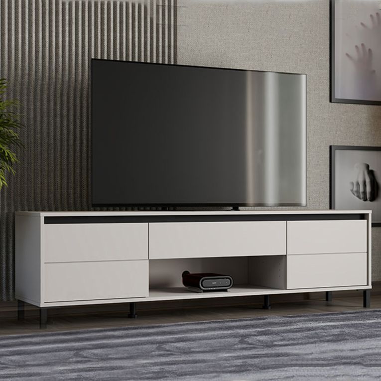Mobile Porta tv Bianco Crema Nero un Cassetto un Ripiano 183x40x52h cm, 2 Ante - Celico
