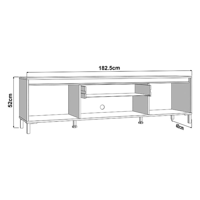 Mobile Porta tv Bianco Crema Nero un Cassetto un Ripiano 183x40x52h cm, 2 Ante - Celico