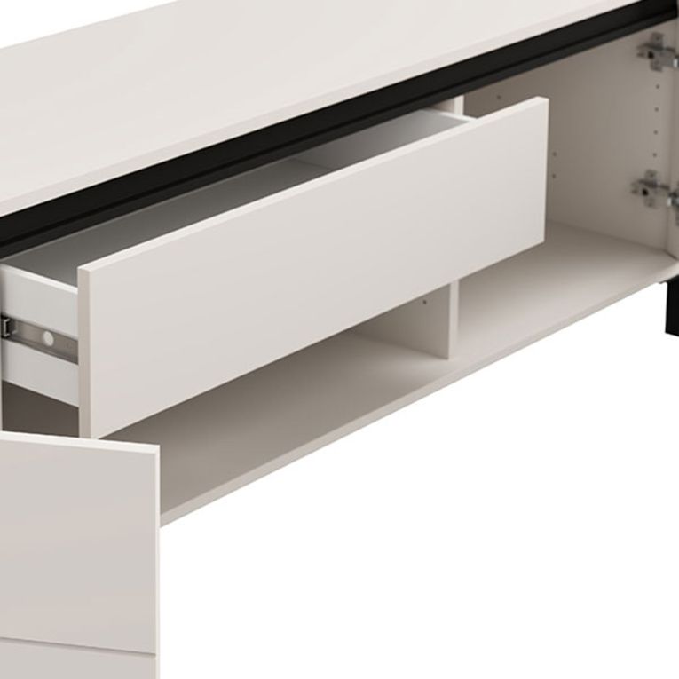 Mobile Porta tv Bianco Crema Nero un Cassetto un Ripiano 183x40x52h cm, 2 Ante - Celico