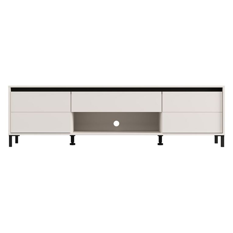 Mobile Porta tv Bianco Crema Nero un Cassetto un Ripiano 183x40x52h cm, 2 Ante - Celico