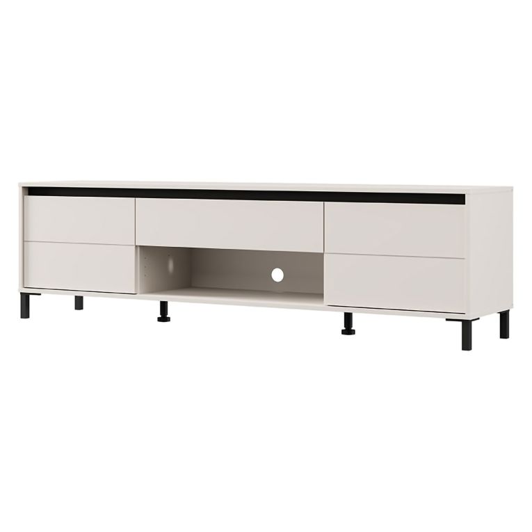 Mobile Porta tv Bianco Crema Nero un Cassetto un Ripiano 183x40x52h cm, 2 Ante - Celico