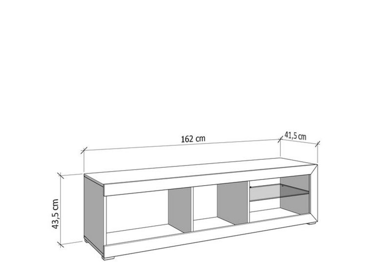 Mobile Porta tv Bianco Grigio Cemento 2 Ripiani Un'anta 162x41.5x43.5h cm, Ripiano in Vetro - Pompu