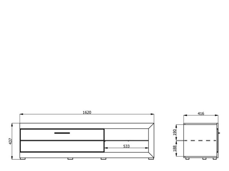 Mobile Porta tv Bianco Grigio Cemento 2 Ripiani Un'anta 162x41.5x43.5h cm, Ripiano in Vetro - Pompu