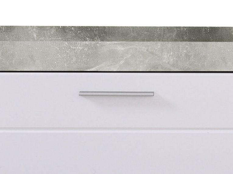 Mobile Porta tv Bianco Grigio Cemento 2 Ripiani Un'anta 162x41.5x43.5h cm, Ripiano in Vetro - Pompu