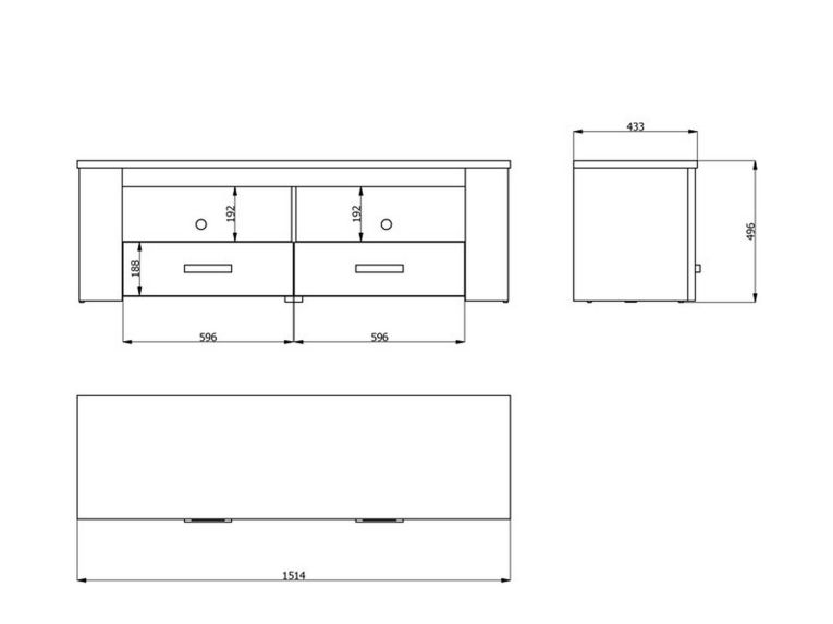 Mobile Porta tv Bianco Larice Marrone Rovere 2 Cassetti 3 Ripiani 151.5x43.5x49.5h cm, 2 Vani - Scorze