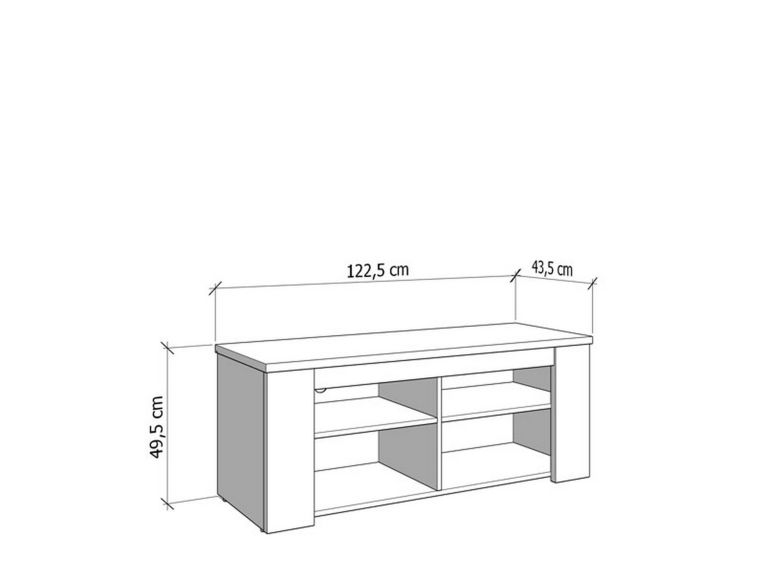 Mobile Porta tv Bianco Larice Marrone Rovere 3 Ripiani 4 Vani 122.5x43.5x49.5h cm, Un'anta - Castalda