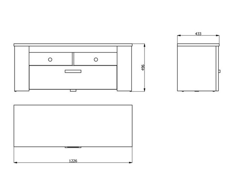 Mobile Porta tv Bianco Larice Marrone Rovere 3 Ripiani 4 Vani 122.5x43.5x49.5h cm, Un'anta - Castalda