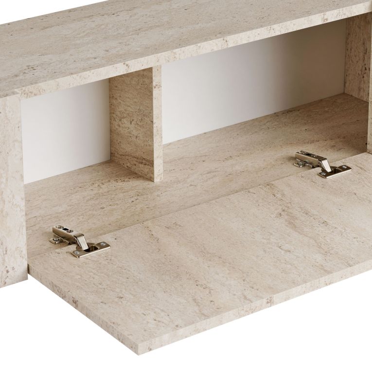 Mobile Porta tv Bianco Marmo oro 2 Ante 4 Vani 180x30x45h cm, Apertura a Ribalta - Noga