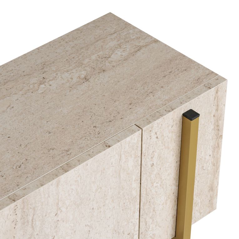 Mobile Porta tv Bianco Marmo oro 2 Ante 4 Vani 180x30x45h cm, Apertura a Ribalta - Noga