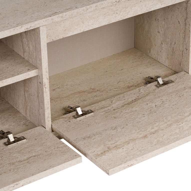 Mobile Porta tv Bianco Marmo un Ripiano 3 Ante 160x30x42h cm, 4 Vani - Morrigan