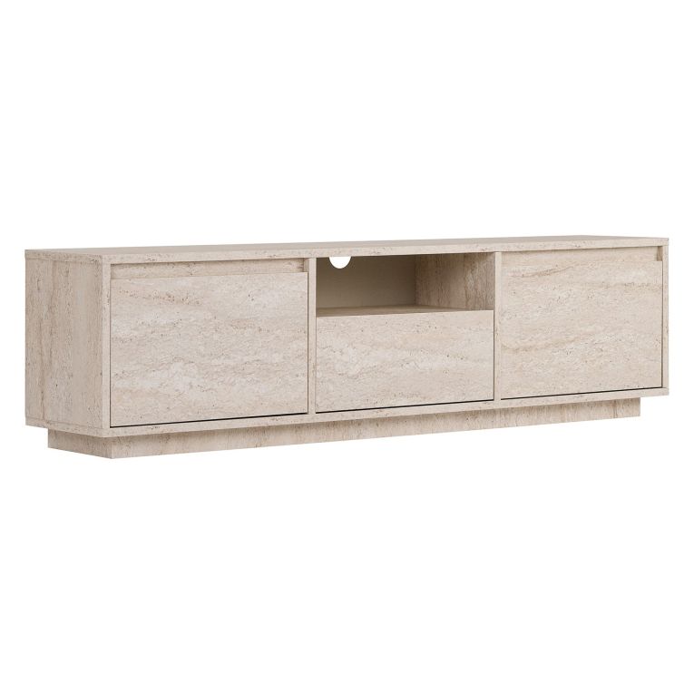 Mobile Porta tv Bianco Marmo un Ripiano 3 Ante 160x30x42h cm, 4 Vani - Morrigan