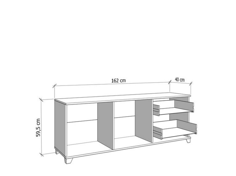 Mobile Porta tv Bianco Marrone Noce 2 Cassetti un Ripiano 162x40x59.5h cm, 2 Ante - Isera