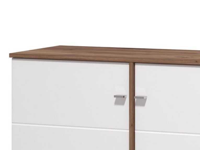 Mobile Porta tv Bianco Marrone Noce 2 Cassetti un Ripiano 162x40x59.5h cm, 2 Ante - Isera