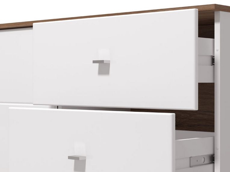 Mobile Porta tv Bianco Marrone Noce 2 Cassetti un Ripiano 162x40x59.5h cm, 2 Ante - Isera