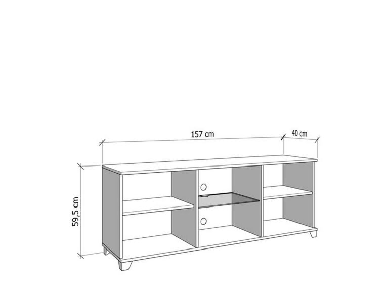 Mobile Porta tv Bianco Marrone Noce 4 Ripiani 2 Ante 157x40x59.5h cm, Ripiano in Vetro - Cedegolo