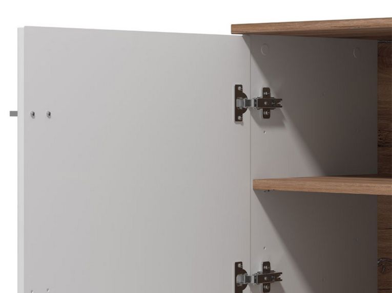 Mobile Porta tv Bianco Marrone Noce 4 Ripiani 2 Ante 157x40x59.5h cm, Ripiano in Vetro - Cedegolo