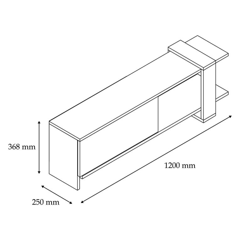 Mobile Porta tv Bianco Marrone Noce Un'anta 2 Vani 120x25x37h cm, Apertura a Ribalta - Taurasi