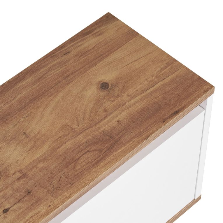 Mobile Porta tv Bianco Marrone Noce un Ripiano 4 Vani 160x30x42h cm, 3 Ante - Morrigan