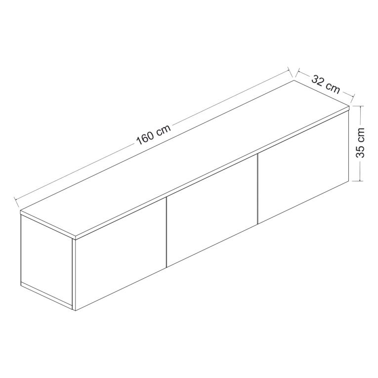 Mobile Porta tv Bianco Marrone Rovere 3 Ante Luci led Incluse 160x32x35h cm, 3 Vani - Marazzi