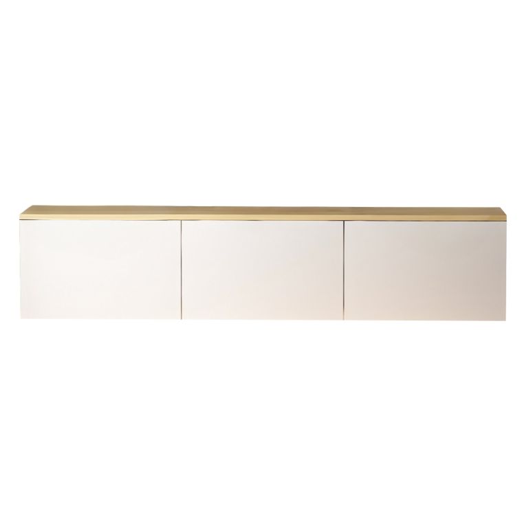 Mobile Porta tv Bianco Marrone Rovere 3 Ante Luci led Incluse 160x32x35h cm, 3 Vani - Marazzi
