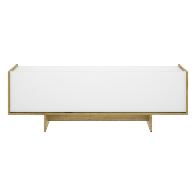 Mobile Porta tv Bianco Marrone Rovere 3 Ripiani Un'anta 30x150x50h cm, con Piedini - Ardmore