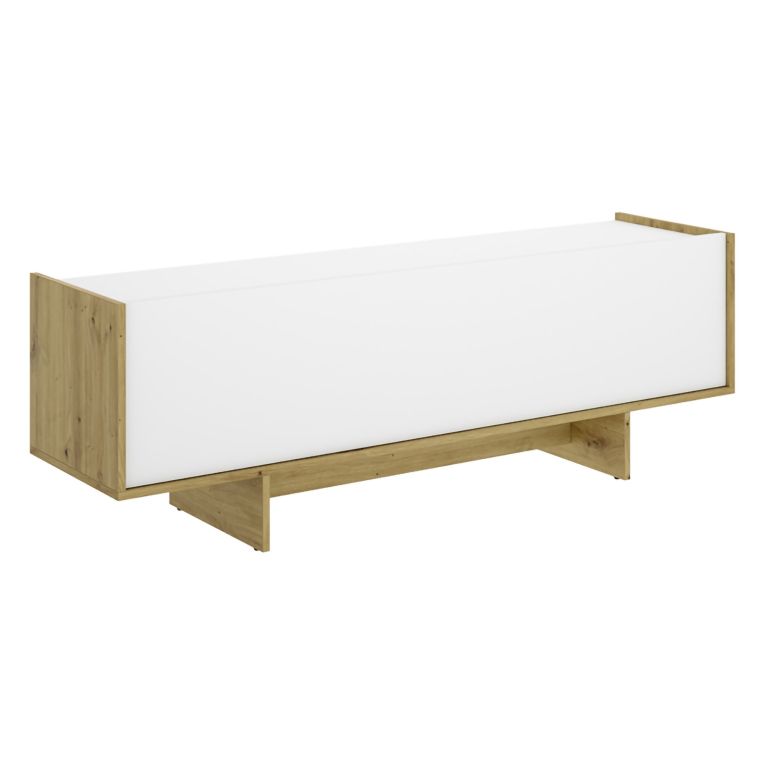 Mobile Porta tv Bianco Marrone Rovere 3 Ripiani Un'anta 30x150x50h cm, con Piedini - Ardmore
