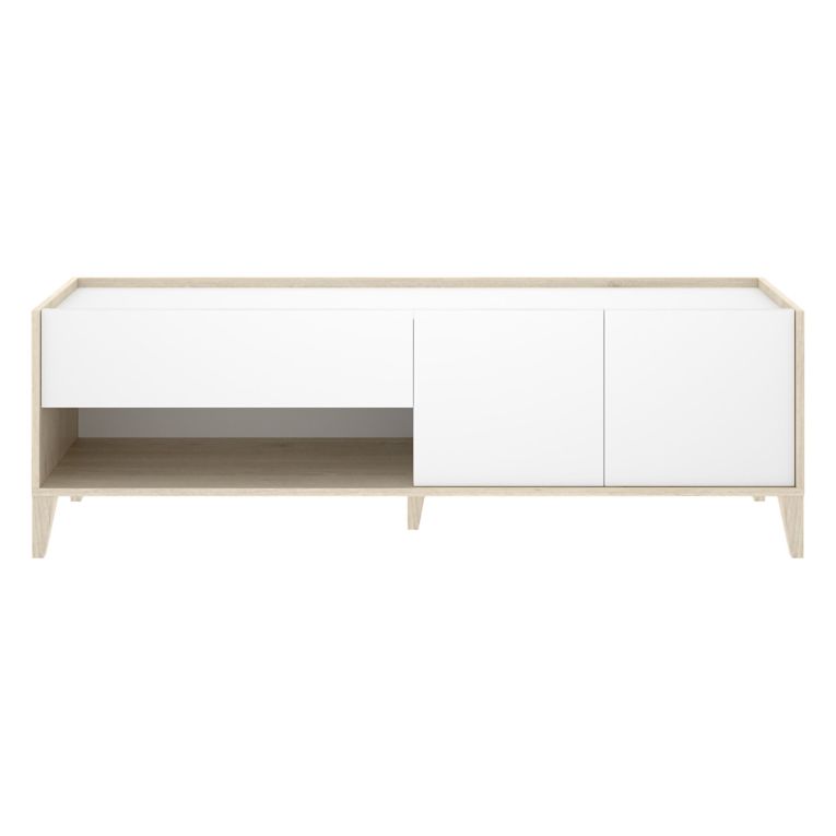 Mobile Porta tv Bianco Marrone Rovere Chiaro Modulabile un Cassetto 39x150x50h cm, 2 Ripiani - Willits