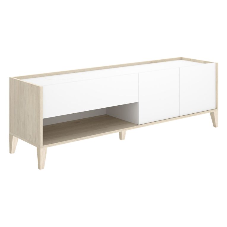 Mobile Porta tv Bianco Marrone Rovere Chiaro Modulabile un Cassetto 39x150x50h cm, 2 Ripiani - Willits