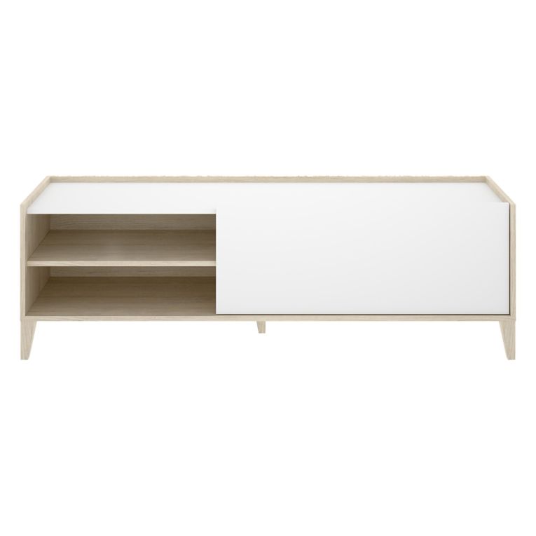 Mobile Porta tv Bianco Marrone Rovere Modulabile 3 Ripiani 43x155x50h cm, Un'anta - Woodland