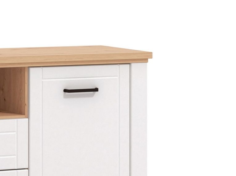 Mobile Porta tv Bianco Marrone Rovere Nodi 2 Cassetti 4 Ripiani 161x41x66.5h cm, 2 Ante - Rotondi
