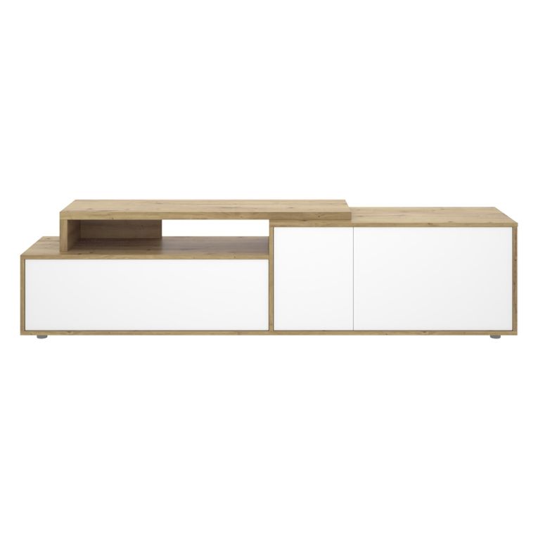 Mobile Porta tv Bianco Marrone Rovere Nodi Modulabile 5 Ripiani 40x185x47h cm, 3 Ante - Benton
