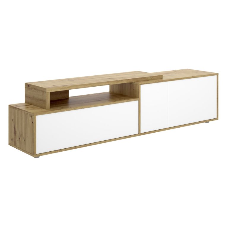 Mobile Porta tv Bianco Marrone Rovere Nodi Modulabile 5 Ripiani 40x185x47h cm, 3 Ante - Benton