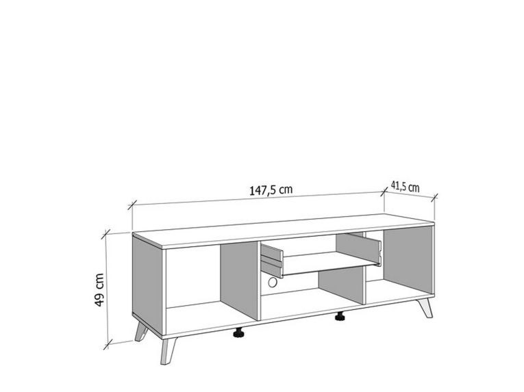 Mobile Porta tv Bianco Marrone Rovere Nodi un Cassetto un Ripiano 147.5x41.5x49h cm, 2 Ante - Morengo