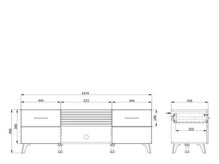 Mobile Porta tv Bianco Marrone Rovere Nodi un Cassetto un Ripiano 147.5x41.5x49h cm, 2 Ante - Morengo